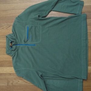 Orvis Trout Bum 1/4 Zip Waffle Knit Pullover Green